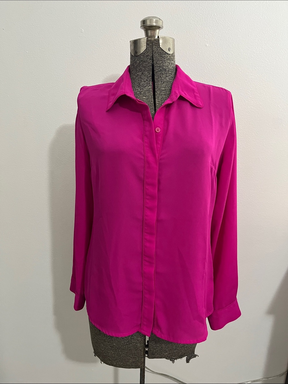 Express Fuchsia Button-Front Blouse
